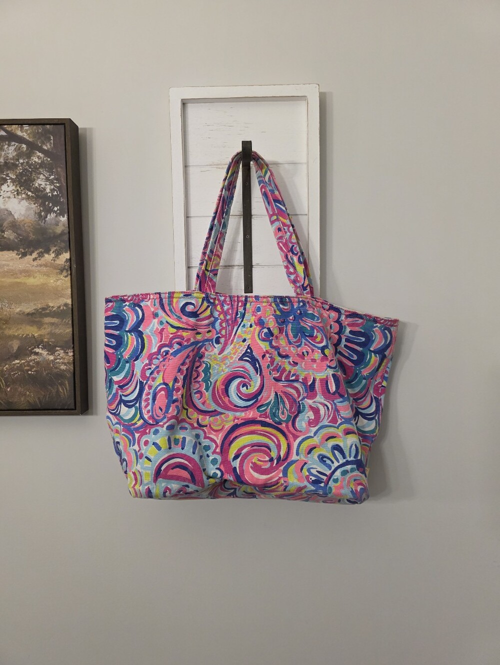 Lilly Pulitzer Palm Beach Canvas Tote Bag In Psychadelic Sunshine